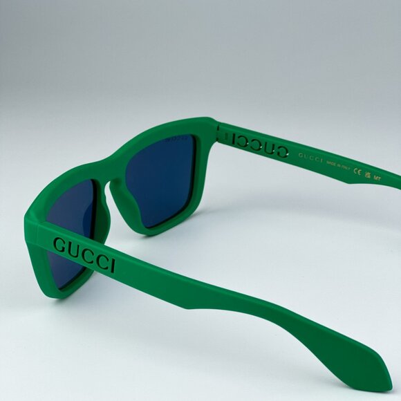Gucci GG1571S 004 BRAND NEW Sunglasses Green Blue Mirrored Logo Unisex Square - Picture 10 of 13